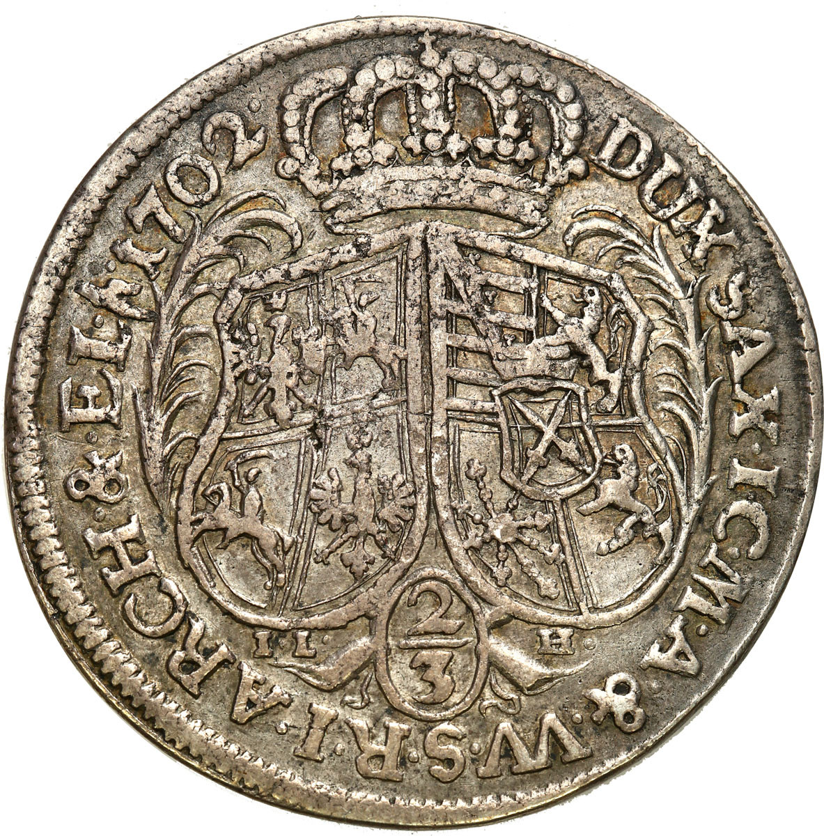 August II Mocny. 2/3 talara (gulden) 1702, Drezno